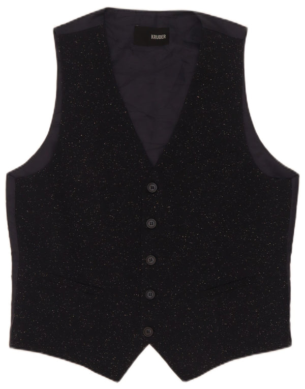 Kruder Mens Waistcoat IT 52 Large Navy Blue Flecked Polyester
