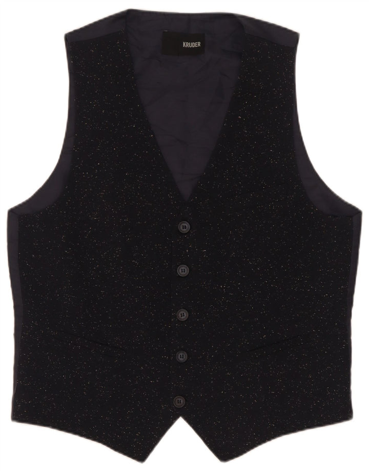 Kruder Mens Waistcoat IT 52 Large Navy Blue Flecked Polyester