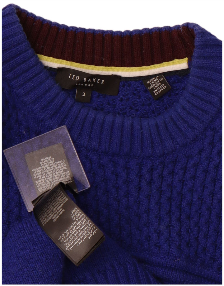 TED BAKER Mens Crew Neck Jumper Sweater Size 3 Medium Blue Cotton