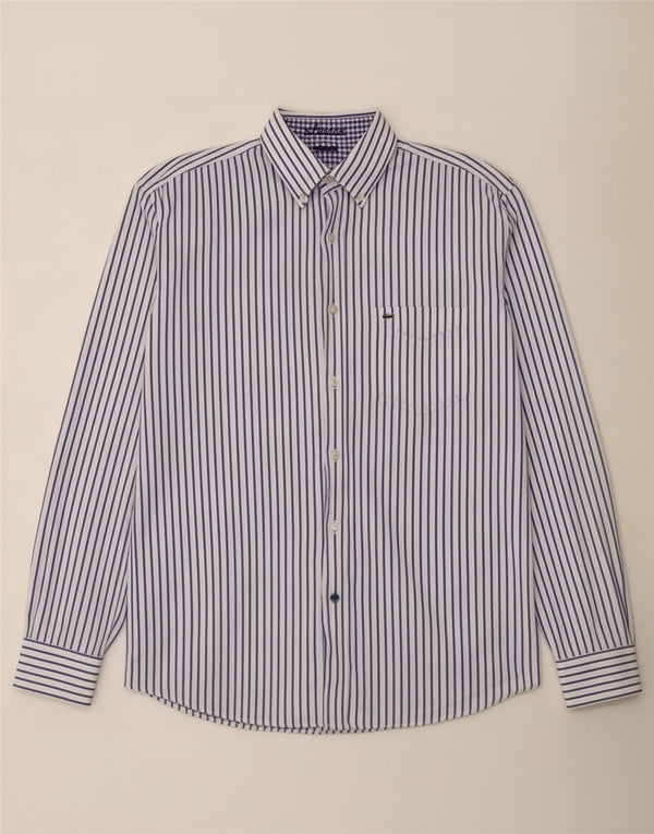Lacoste Mens Shirt Size 42 Large White Pinstripe Cotton