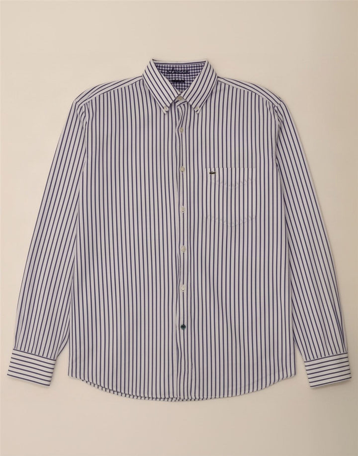 Lacoste Mens Shirt Size 42 Large White Pinstripe Cotton