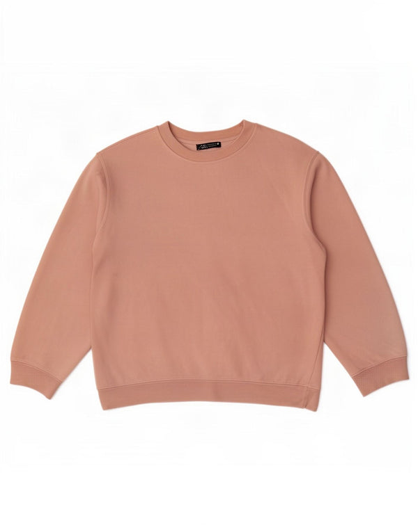 Zara Womens Sweatshirt Jumper UK 14 Medium Pink Cotton