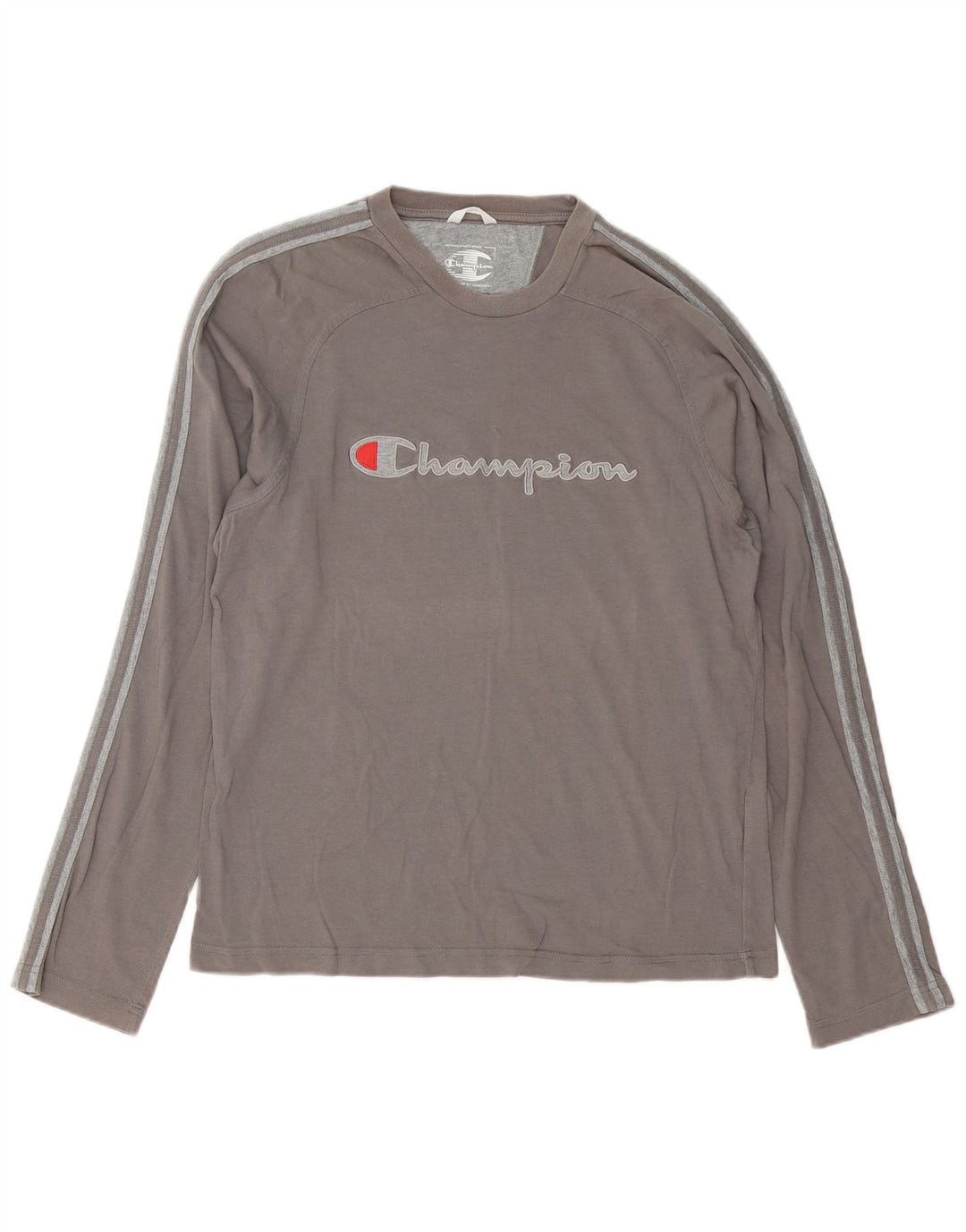 Champion Mens Graphic Top Long Sleeve Medium Grey Cotton