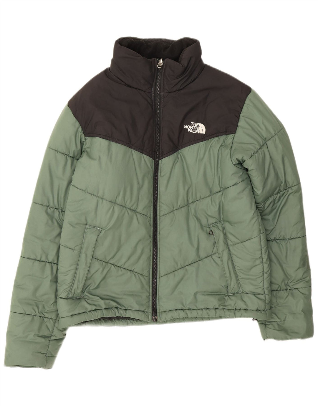 The North Face Mens Padded Jacket UK 36 Small Green Colourblock Polyester