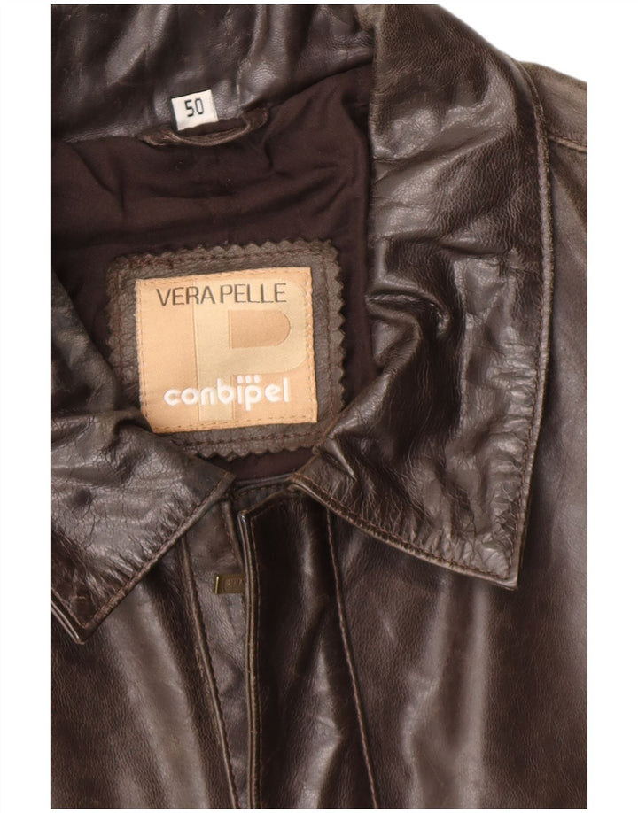 Conbipel Mens Leather Jacket IT 50 Large Brown Leather