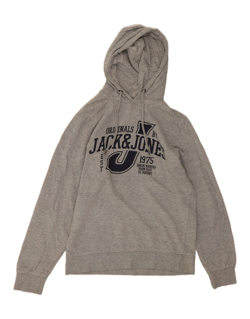 JACK & JONES Mens Graphic Hoodie Jumper Medium Grey Cotton Vintage Jack & Jones and Second-Hand Jack & Jones from Messina Hembry 