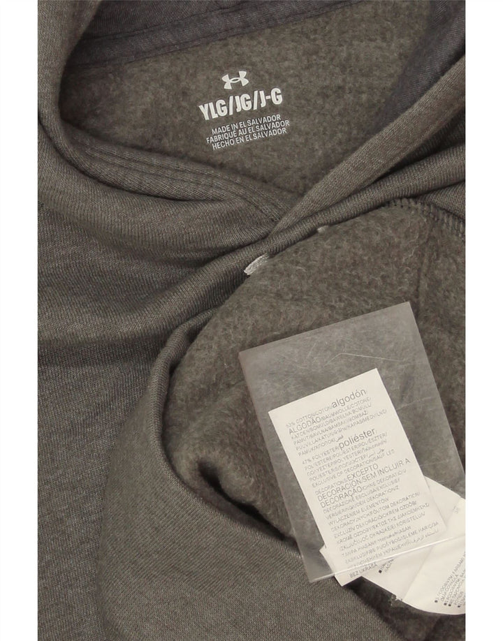 UNDER ARMOUR Girls Hoodie Jumper 11-12 Years Grey Cotton Vintage Under Armour and Second-Hand Under Armour from Messina Hembry 