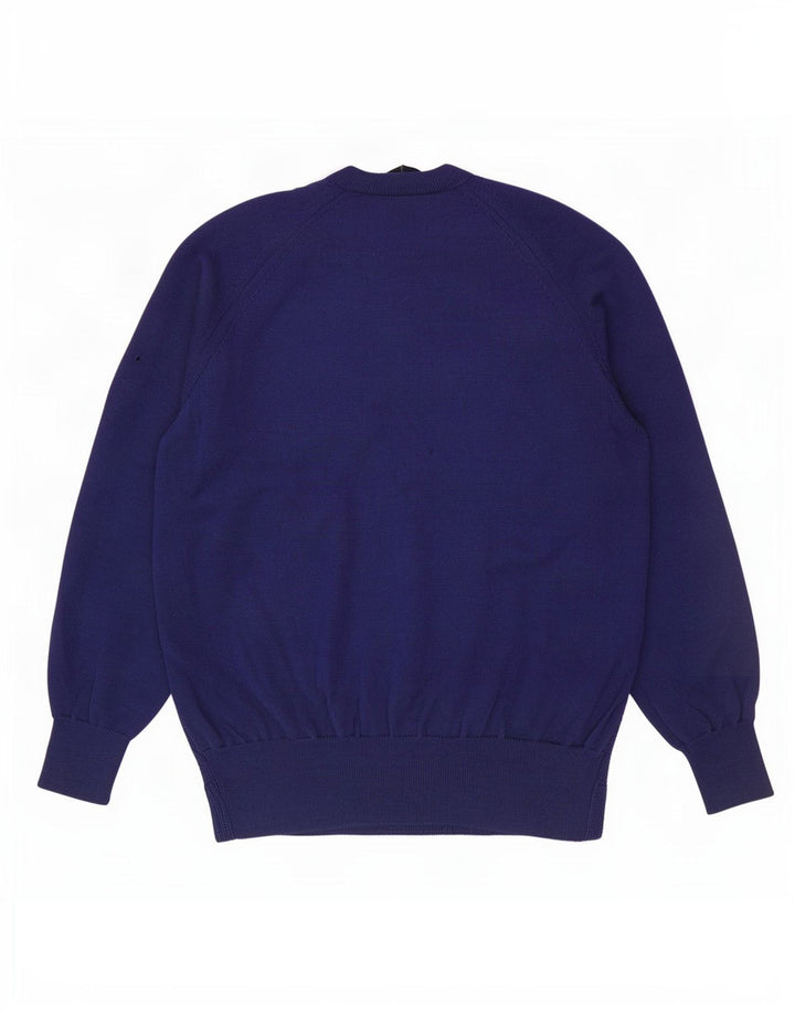 Fred Perry Mens V-Neck Jumper Sweater Large Navy Blue Wool