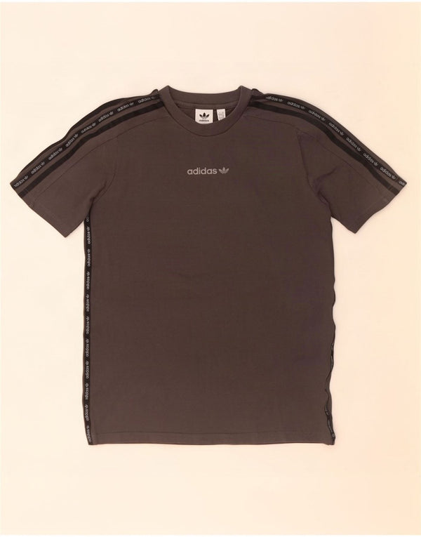 Adidas Boys Graphic T-Shirt Top 13-14 Years Grey Colourblock Cotton