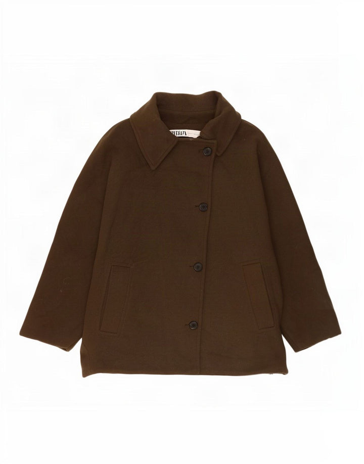 Zara Womens Cape Jacket UK 14 Medium Khaki Polyester