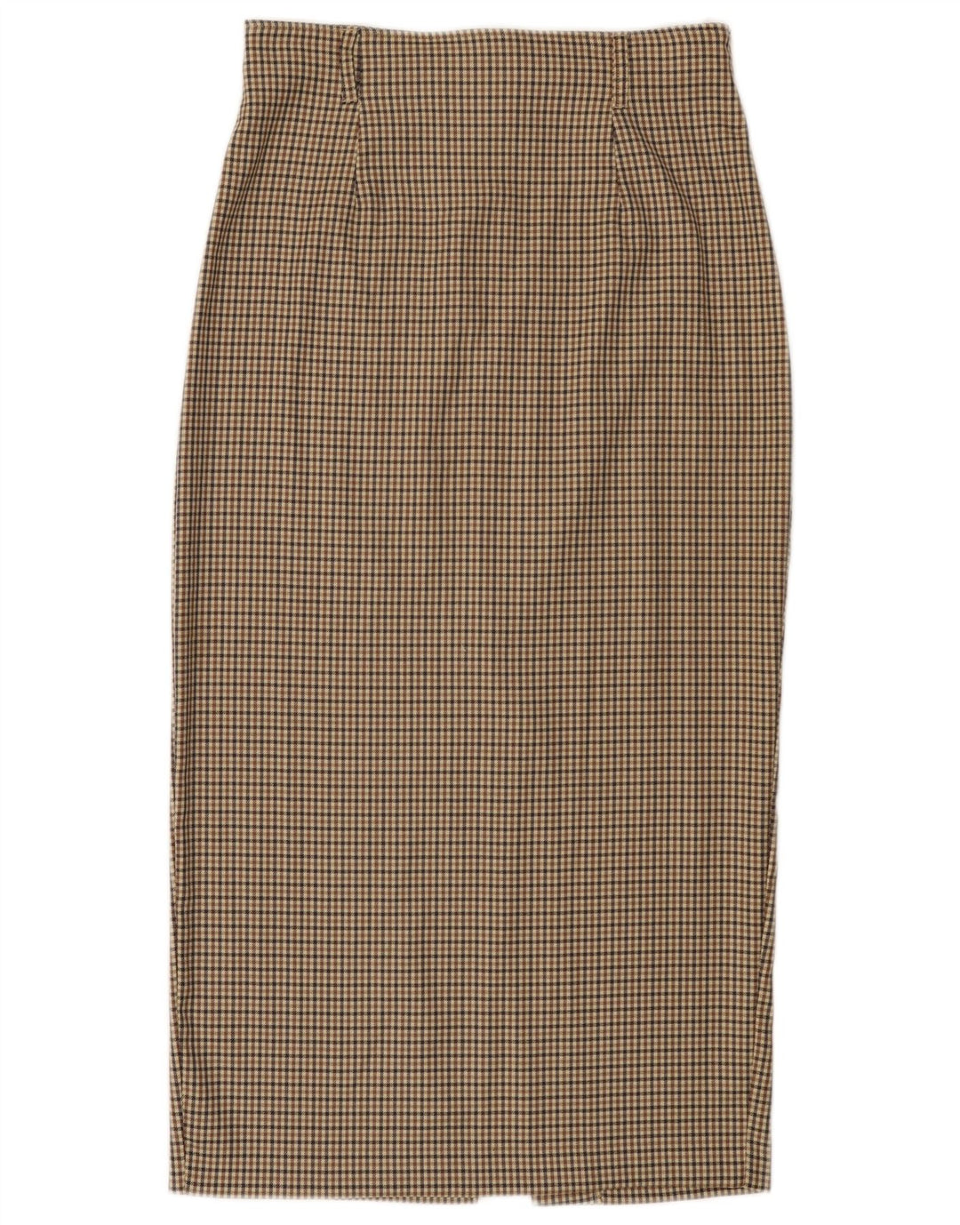 BENETTON Womens Midi Skirt IT 44 Medium W28 Beige Check Wool