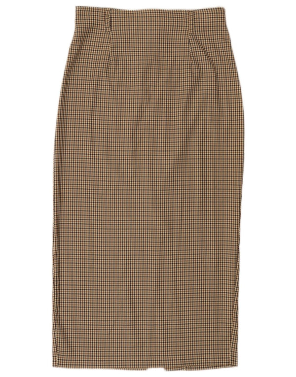 BENETTON Womens Midi Skirt IT 44 Medium W28 Beige Check Wool