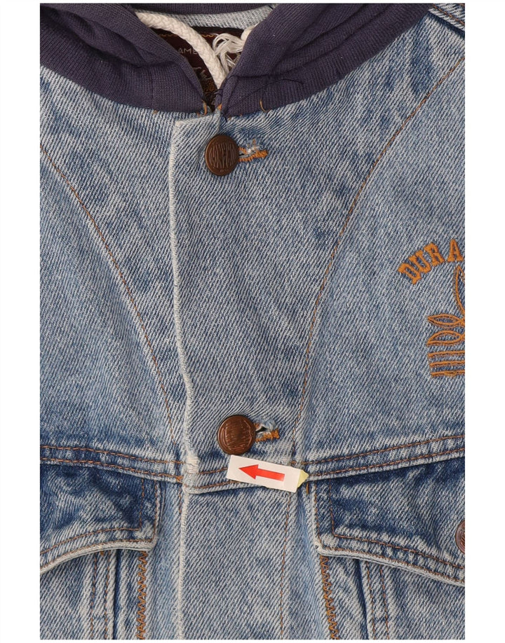 DURANGO Mens Hooded Denim Jacket UK 40 Large Blue Colourblock Cotton