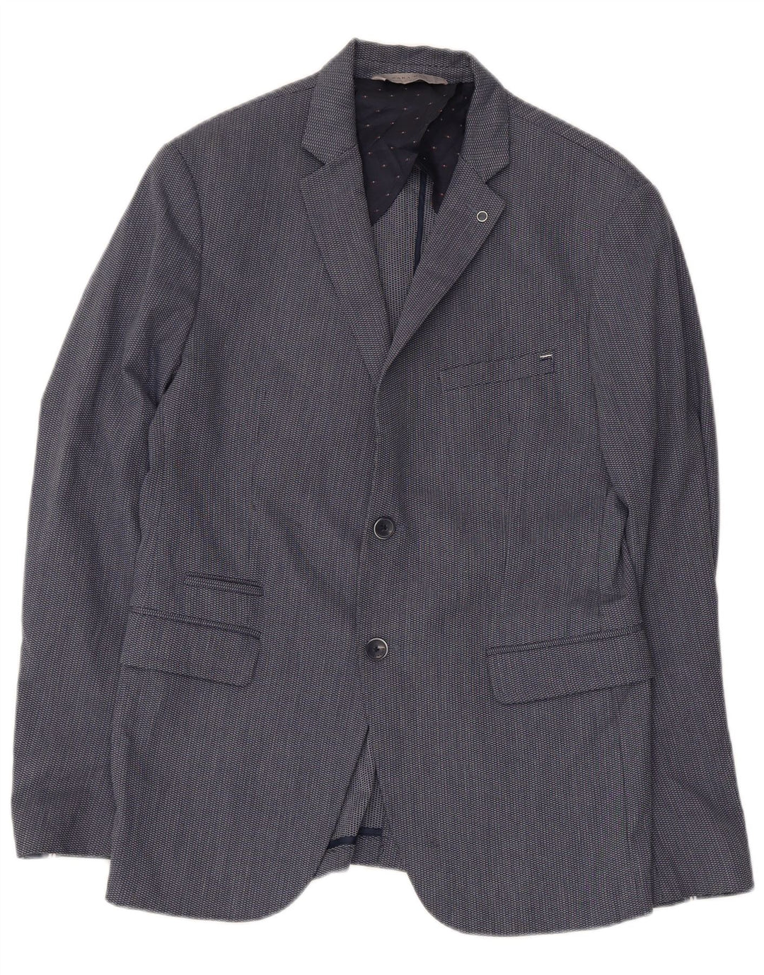 ZARA Mens 2 Button Blazer Jacket EU 50 Medium Navy Blue Polyester