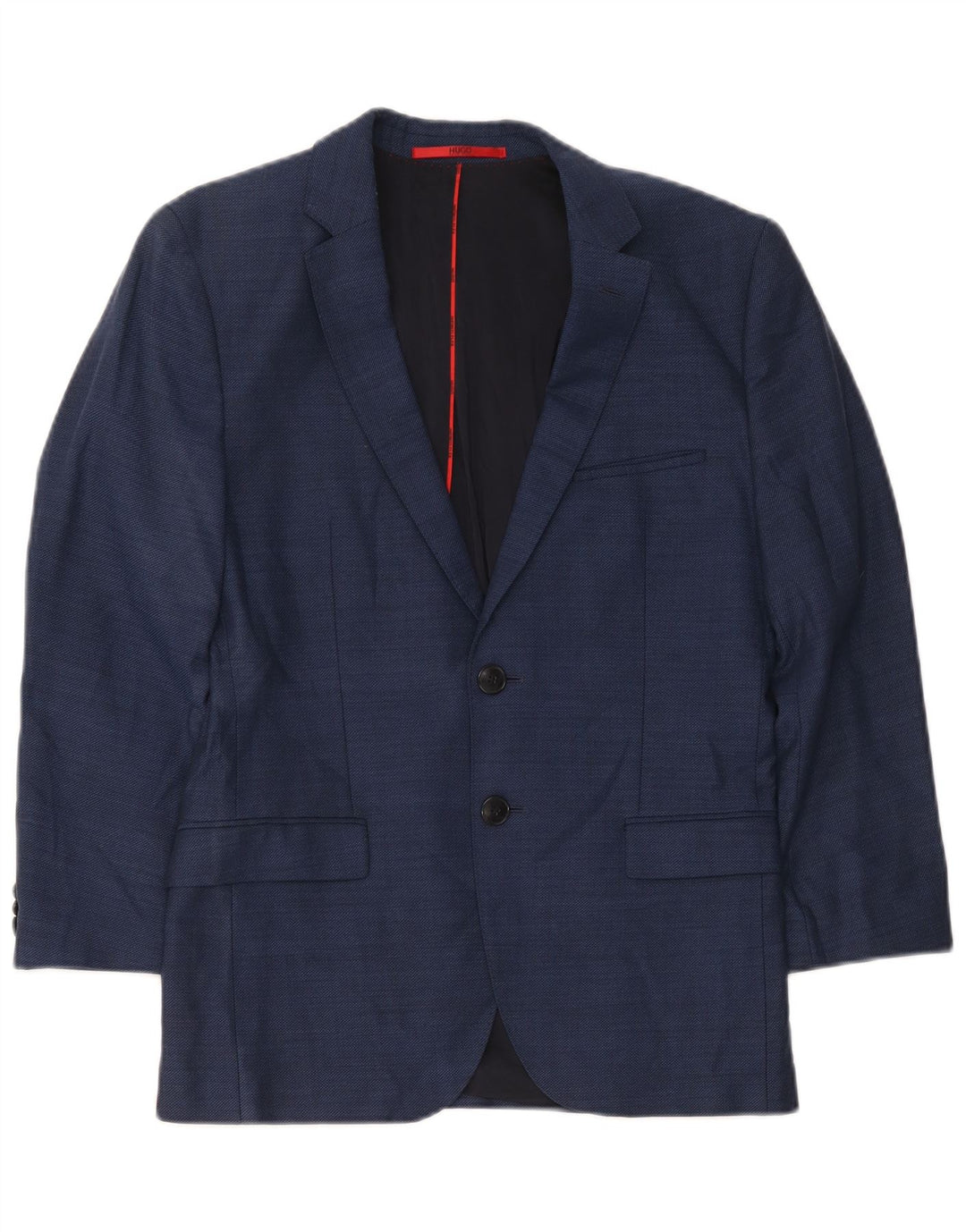 Hugo Boss Mens 2 Button Blazer Jacket EU 46 Small Navy Blue Virgin Wool