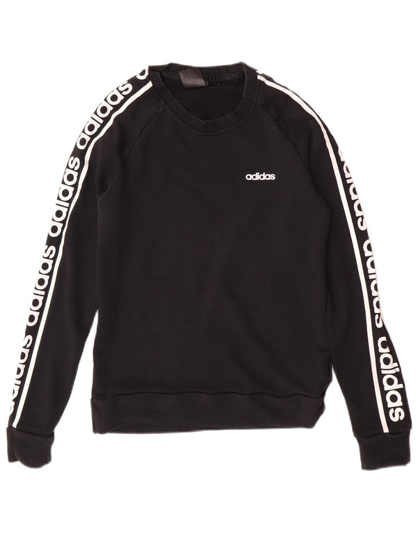 Adidas Womens Graphic Sweatshirt Jumper UK 12/14 Medium Black Cotton