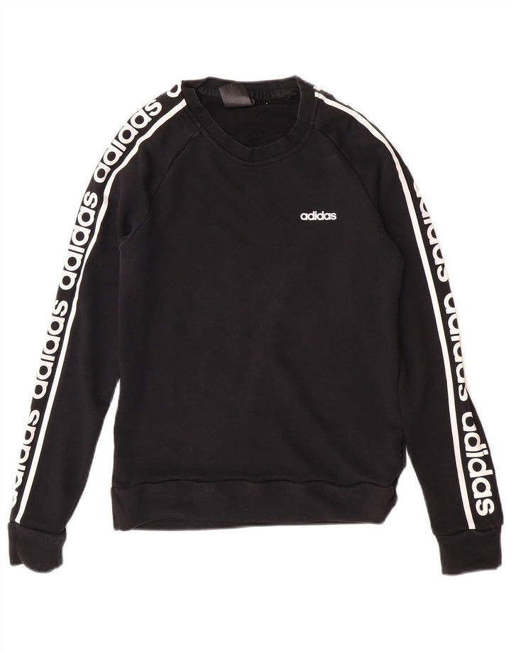 Adidas Womens Graphic Sweatshirt Jumper UK 12/14 Medium Black Cotton