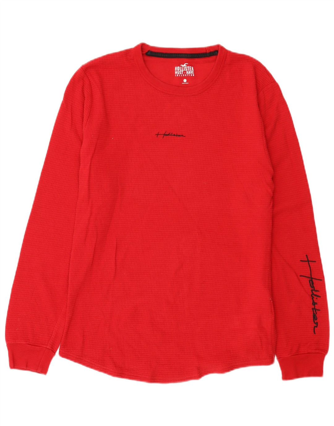 Hollister Mens Regular Graphic Top Long Sleeve Small Red Cotton