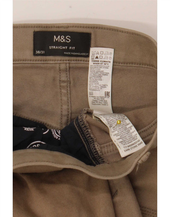 Marks & Spencer Mens Straight Jeans W38 L31 Beige Cotton