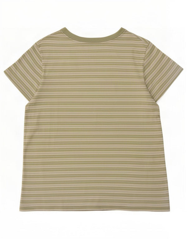 Levi's Womens T-Shirt Top UK 16 Large Green Striped Cotton