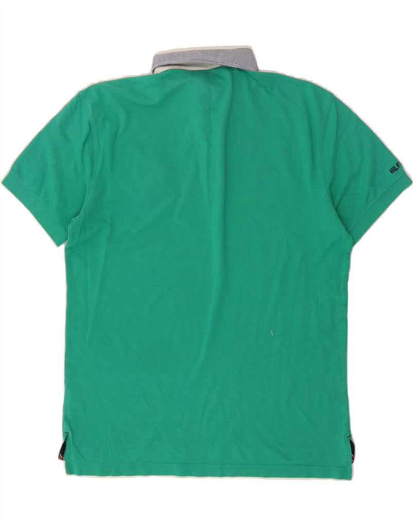 TOMMY HILFIGER Mens Graphic Rugby Polo Shirt XL Green Cotton Vintage Tommy Hilfiger and Second-Hand Tommy Hilfiger from Messina Hembry 