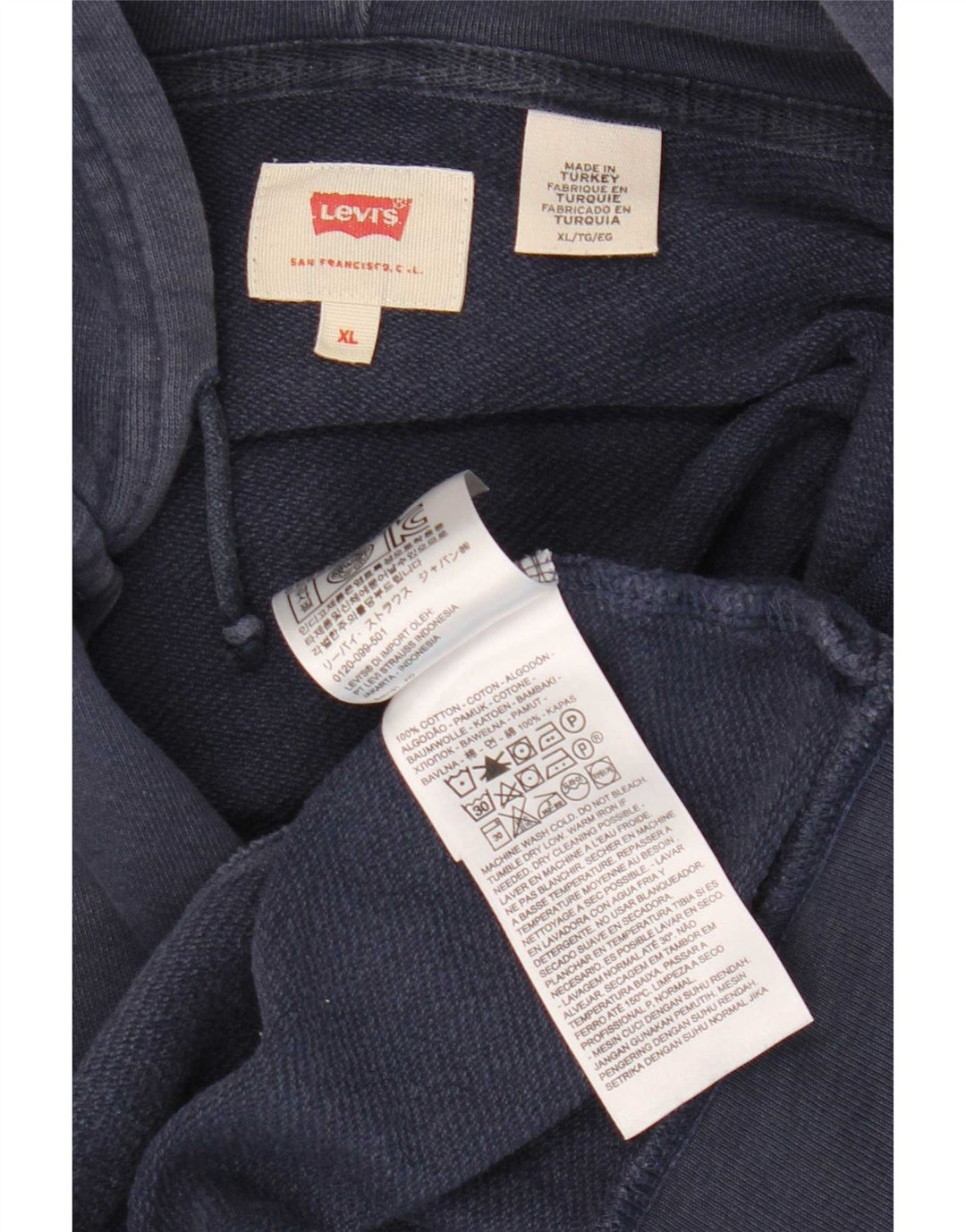 Levi's Mens Zip Hoodie Sweater XL Navy Blue Cotton