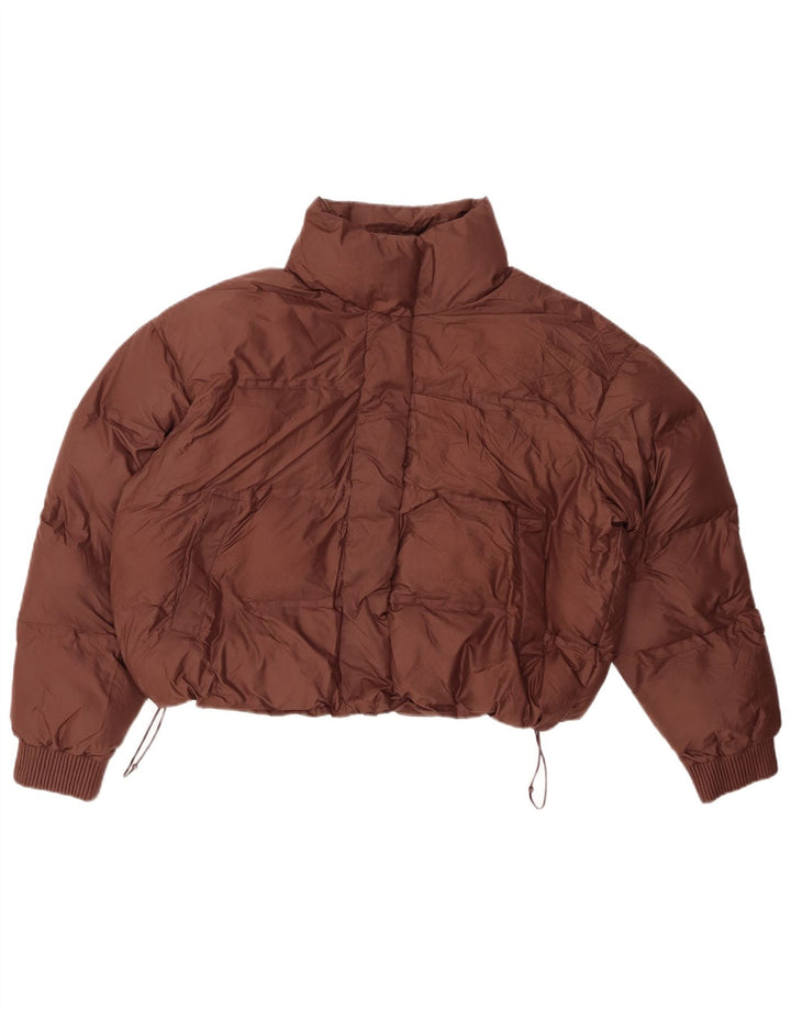 ZARA Womens Oversized Crop Padded Jacket UK 14 Medium Brown Polyester