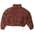 ZARA Womens Oversized Crop Padded Jacket UK 14 Medium Brown Polyester