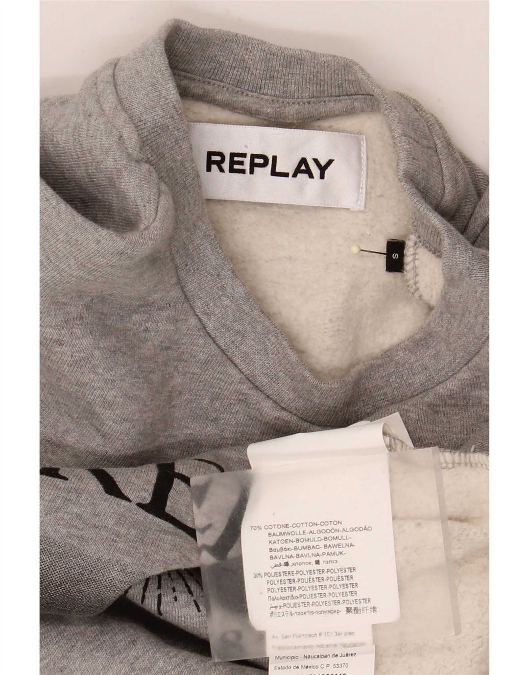 Replay Womens Graphic Oversized Sweatshirt Jumper UK 10 Small Grey Cotton