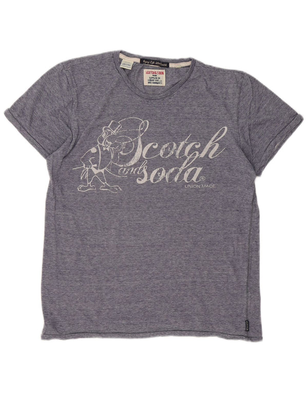Scotch & Soda Womens Graphic T-Shirt Top Medium Navy Blue Pinstripe Cotton