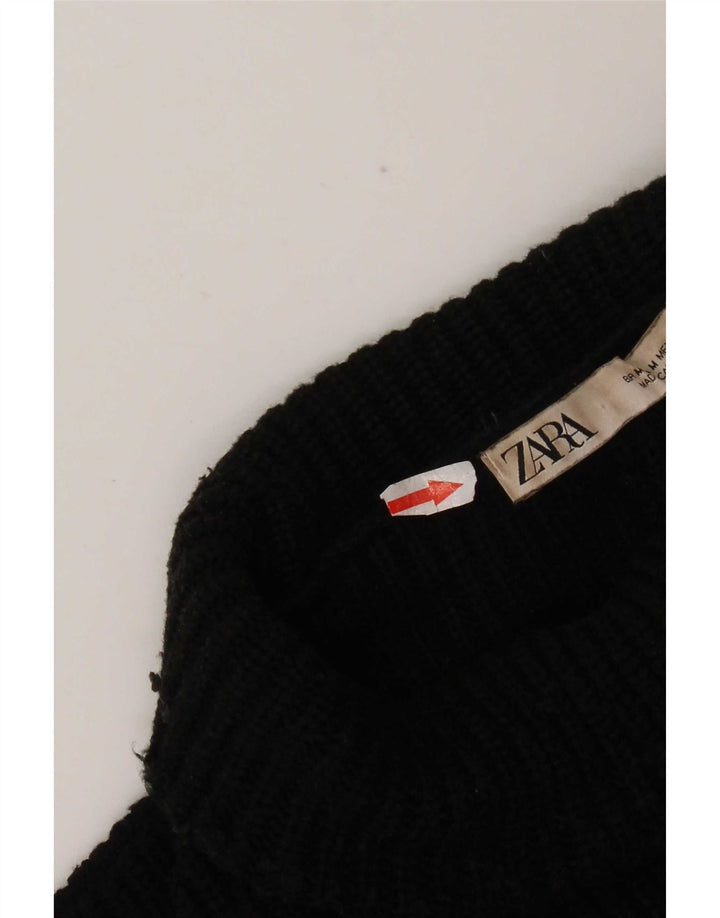 Zara Womens Roll Neck Jumper Sweater UK 14 Medium Black Viscose