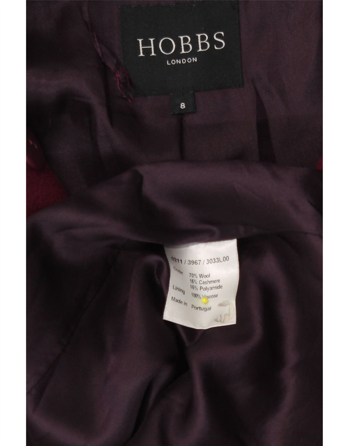 Hobbs Womens Double Breasted Coat UK 8 Small Purple Wool