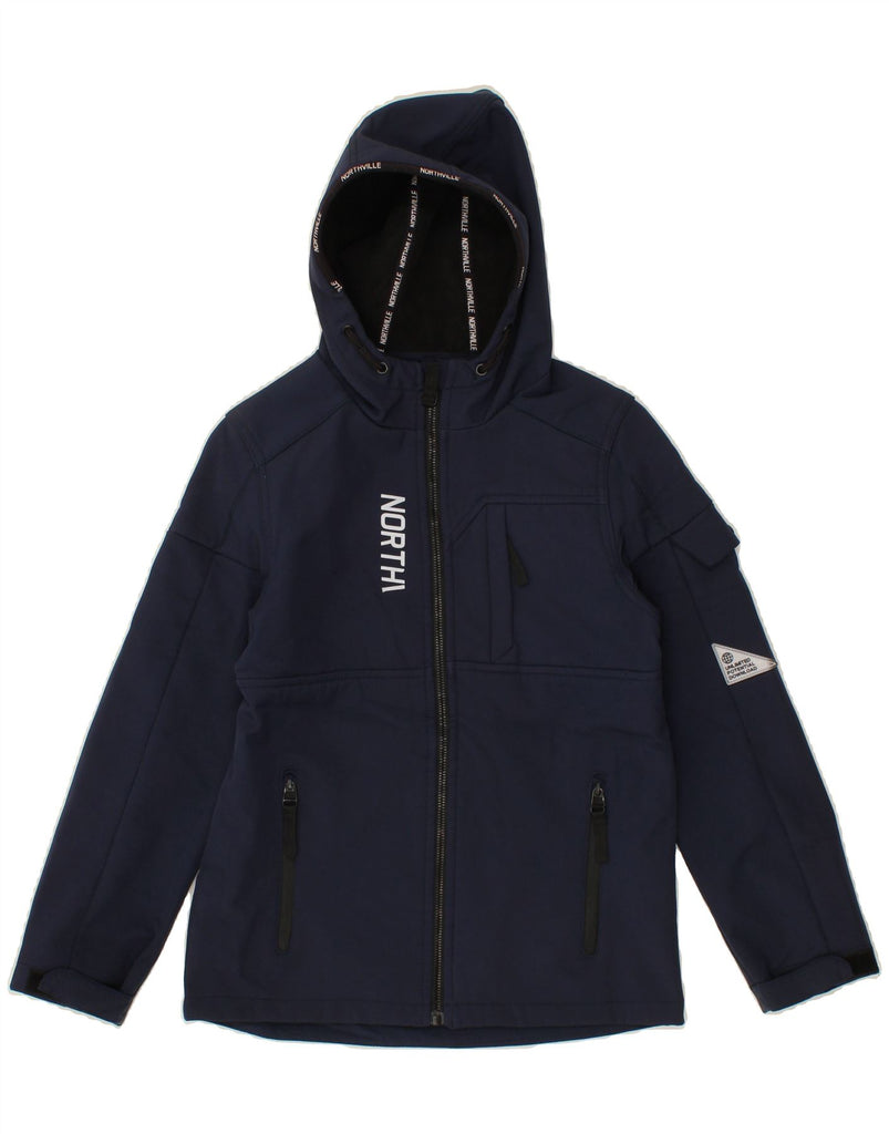 NORTHVILLE Boys Hooded Windbreaker Jacket 9-10 Years Navy Blue Polyester Vintage Northville and Second-Hand Northville from Messina Hembry 