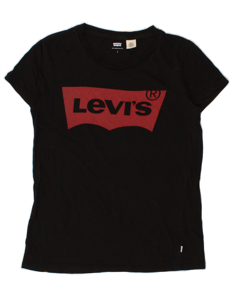 LEVI'S Womens Graphic T-Shirt Top UK 8 Small Black Vintage Levi's and Second-Hand Levi's from Messina Hembry 