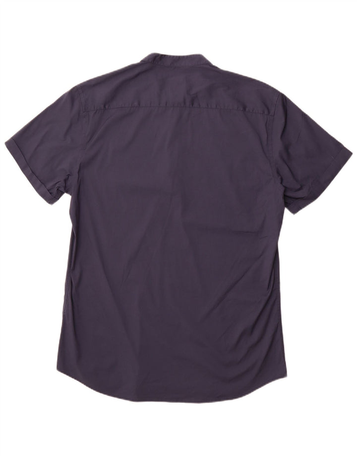ZARA Mens Short Sleeve Pullover Shirt XL Navy Blue Cotton