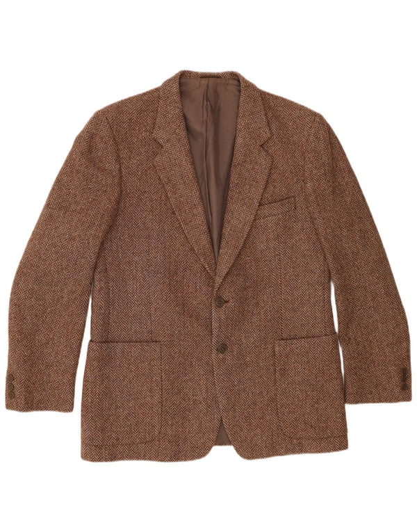 Vintage Mens 2 Button Blazer Jacket UK 38 Medium Brown Herringbone