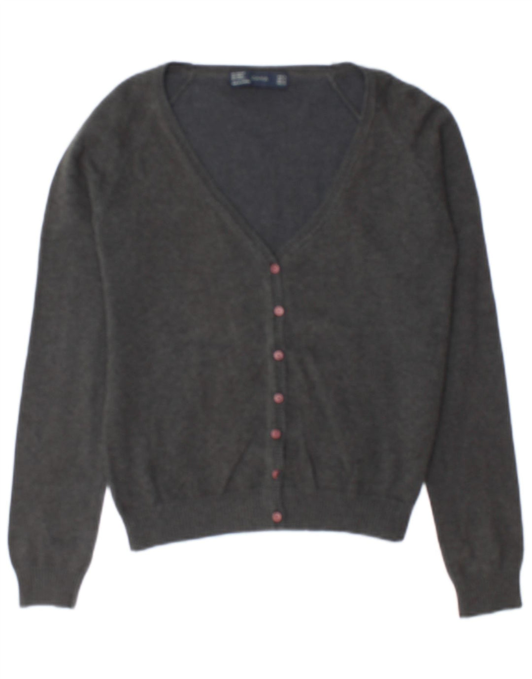 Zara Womens Cardigan Sweater UK 10 Small Grey Cotton