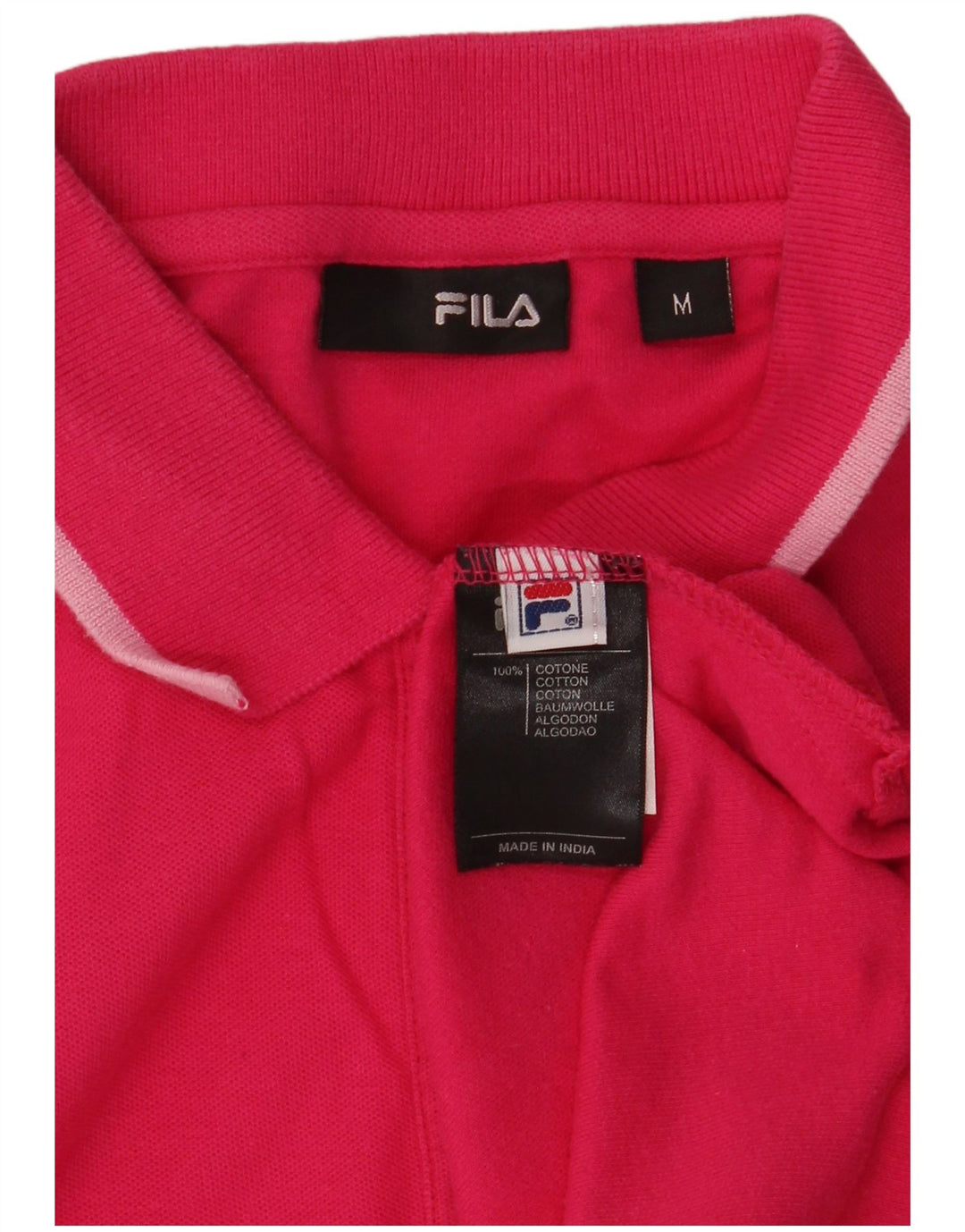 Fila Womens Polo Shirt UK 12 Medium Pink Cotton