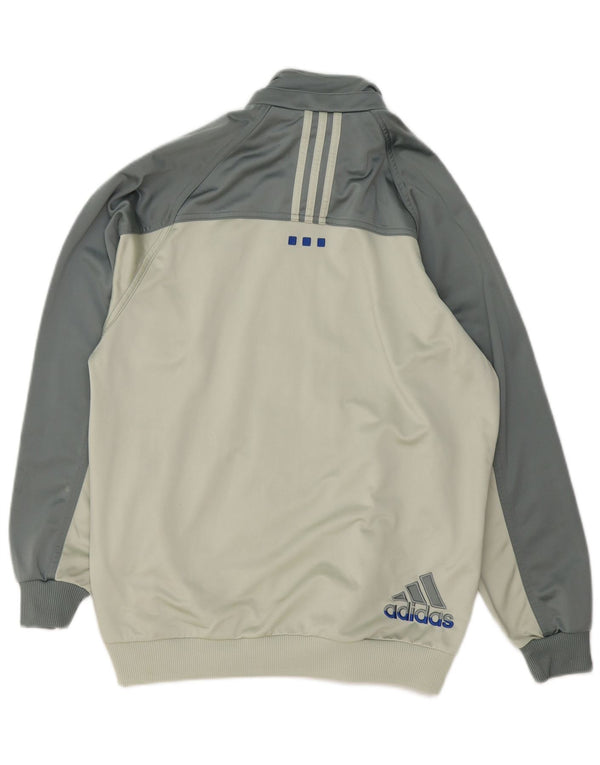 Adidas Boys Tracksuit Top Jacket 15-16 Years Grey Colourblock Polyester