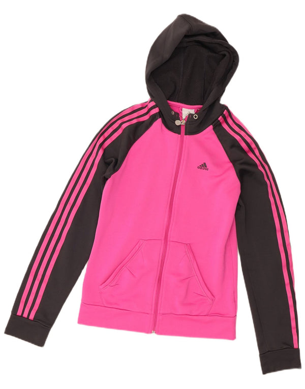 Adidas Womens Zip Hoodie Sweater UK 8 Small Pink Colourblock