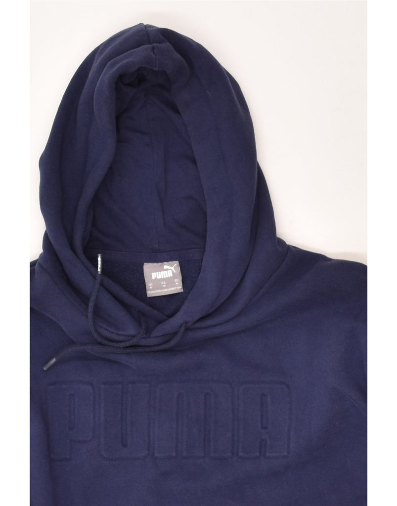 PUMA Mens Graphic Hoodie Jumper XL Navy Blue Cotton | Vintage Puma | Thrift | Second-Hand Puma | Used Clothing | Messina Hembry 