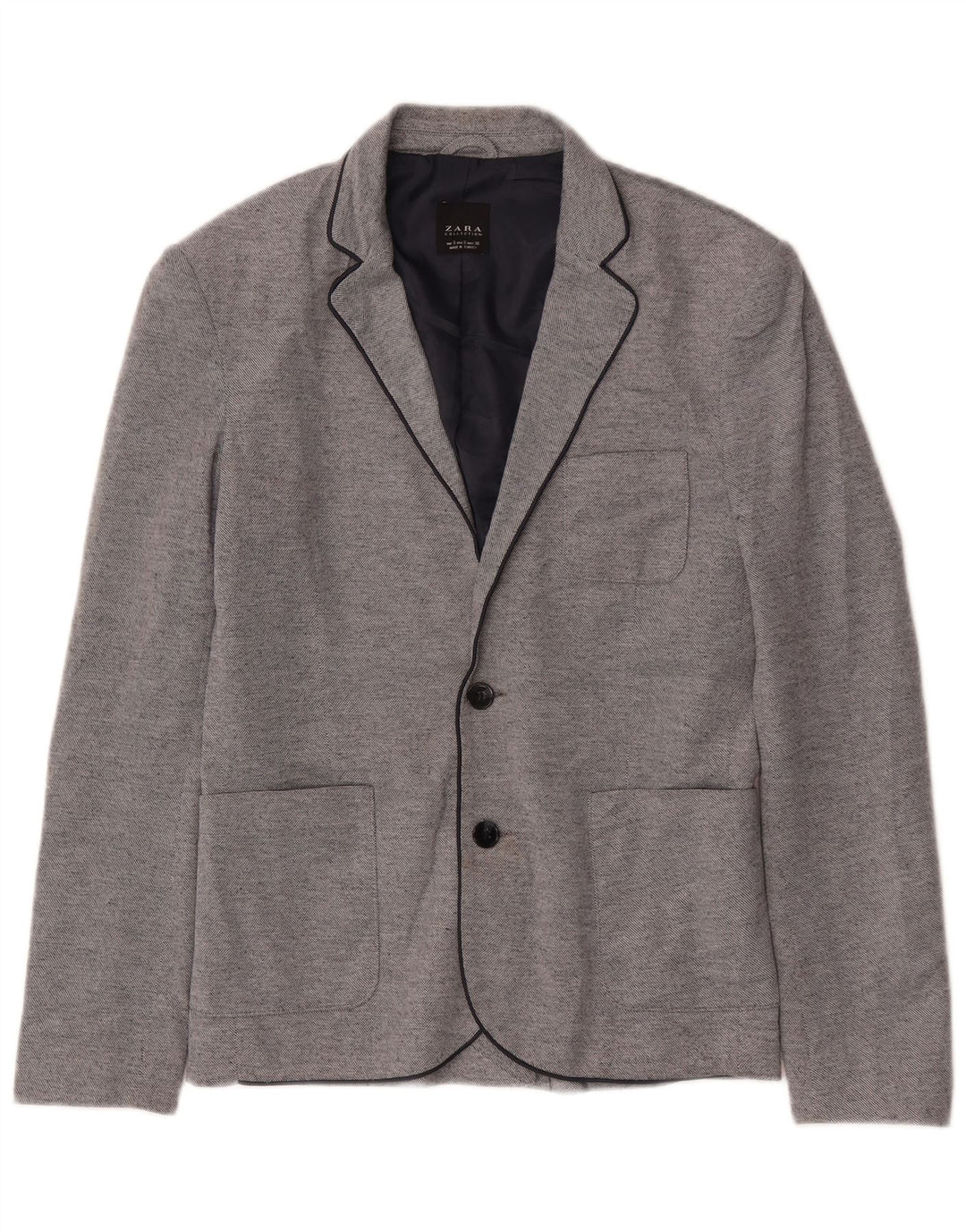 Zara Mens 2 Button Blazer Jacket UK 36 Small Grey Polyester