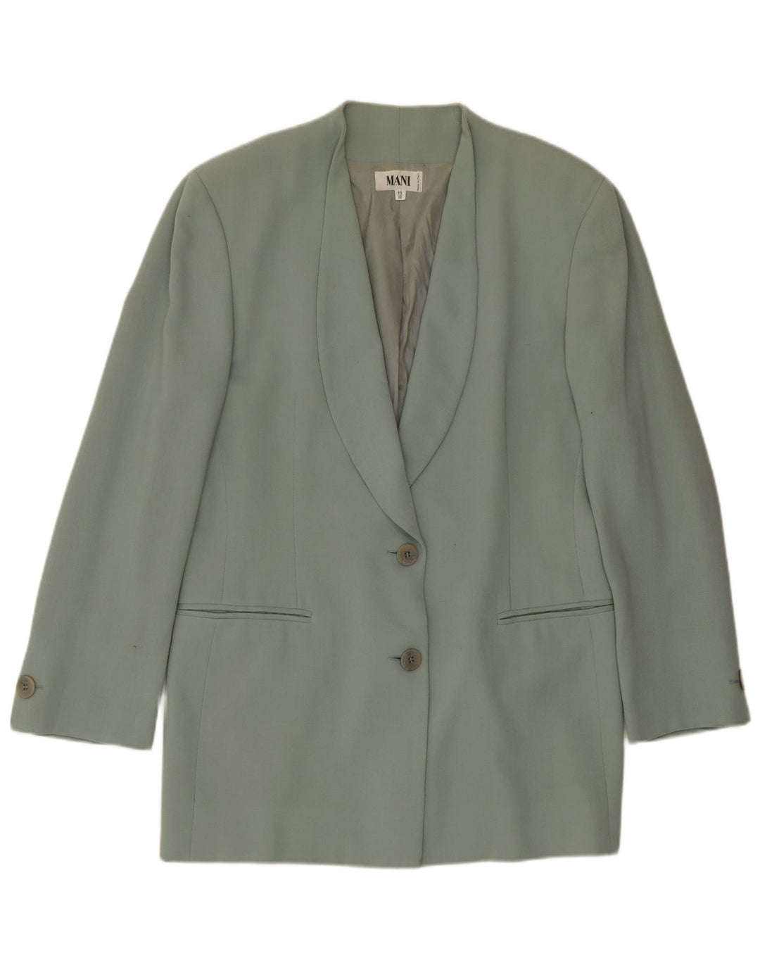 MANI Womens 2 Button Blazer Jacket IT 44 Medium Green Virgin Wool