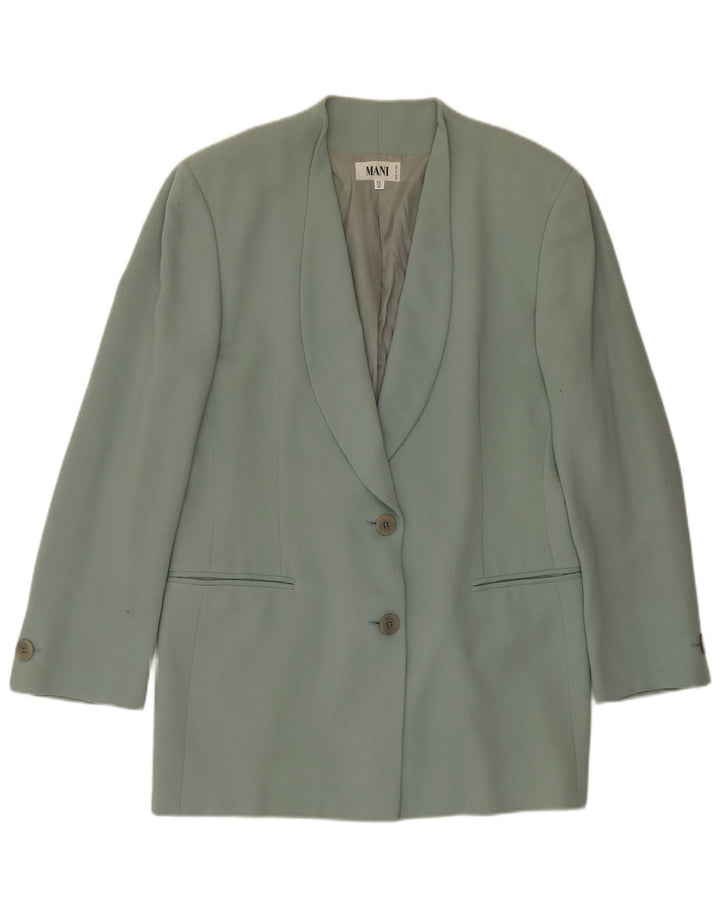 MANI Womens 2 Button Blazer Jacket IT 44 Medium Green Virgin Wool