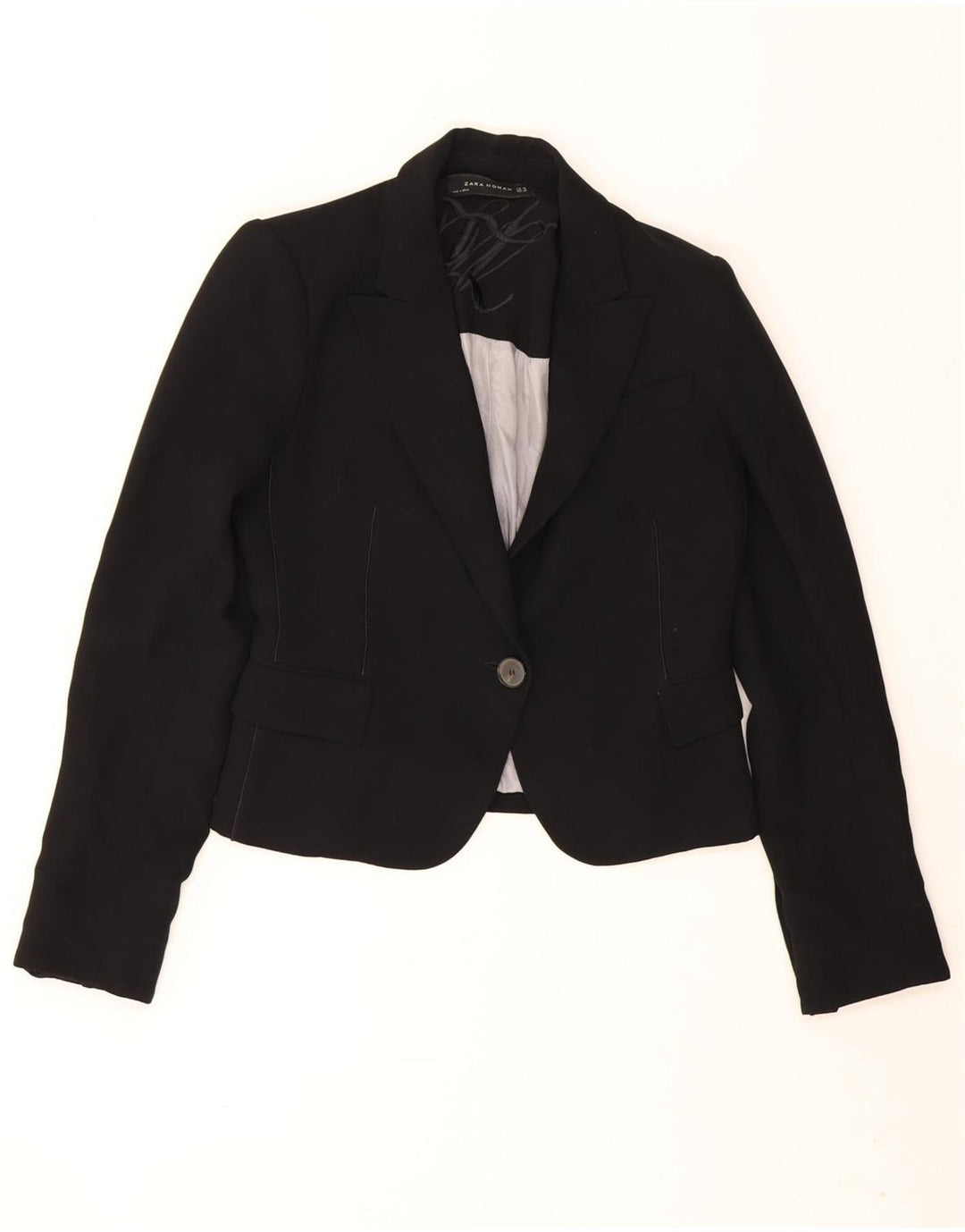 Zara Womens 1 Button Blazer Jacket EU 38 Small Black