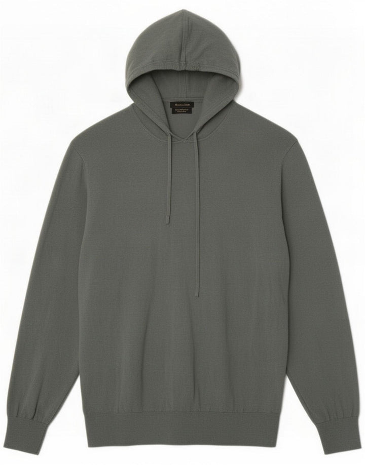 Massimo Dutti Mens Hooded Jumper Sweater Medium Green Cotton