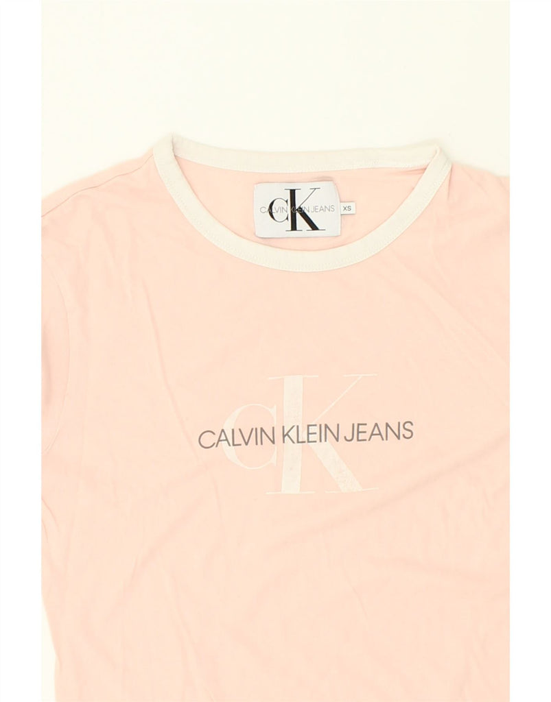 CALVIN KLEIN Womens Graphic T-Shirt Top UK 6 XS Pink | Vintage Calvin Klein | Thrift | Second-Hand Calvin Klein | Used Clothing | Messina Hembry 