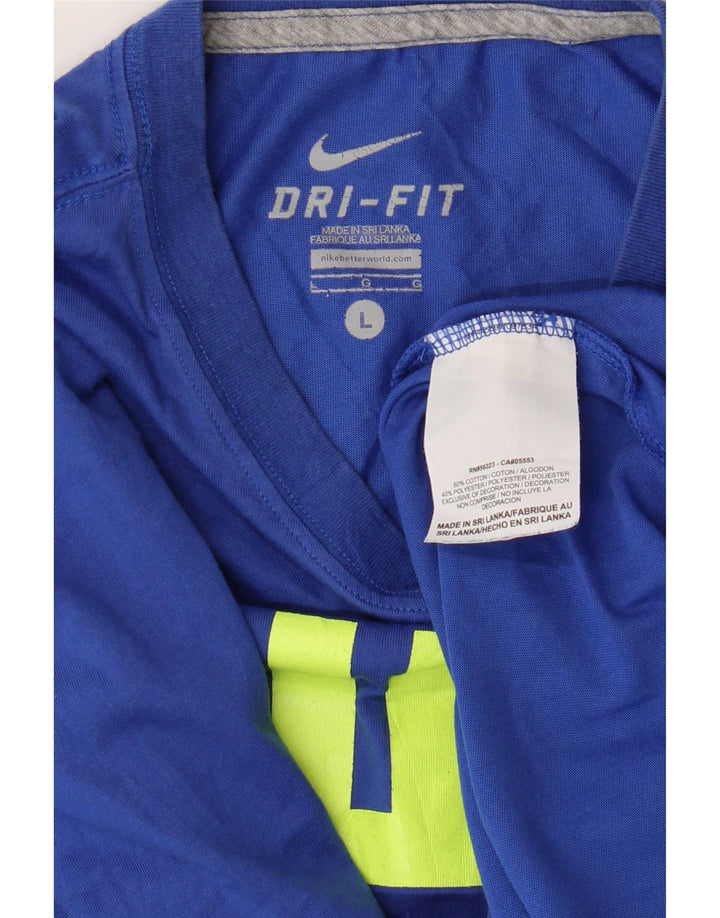 Nike Mens Dri Fit Graphic T-Shirt Top Large Blue Cotton