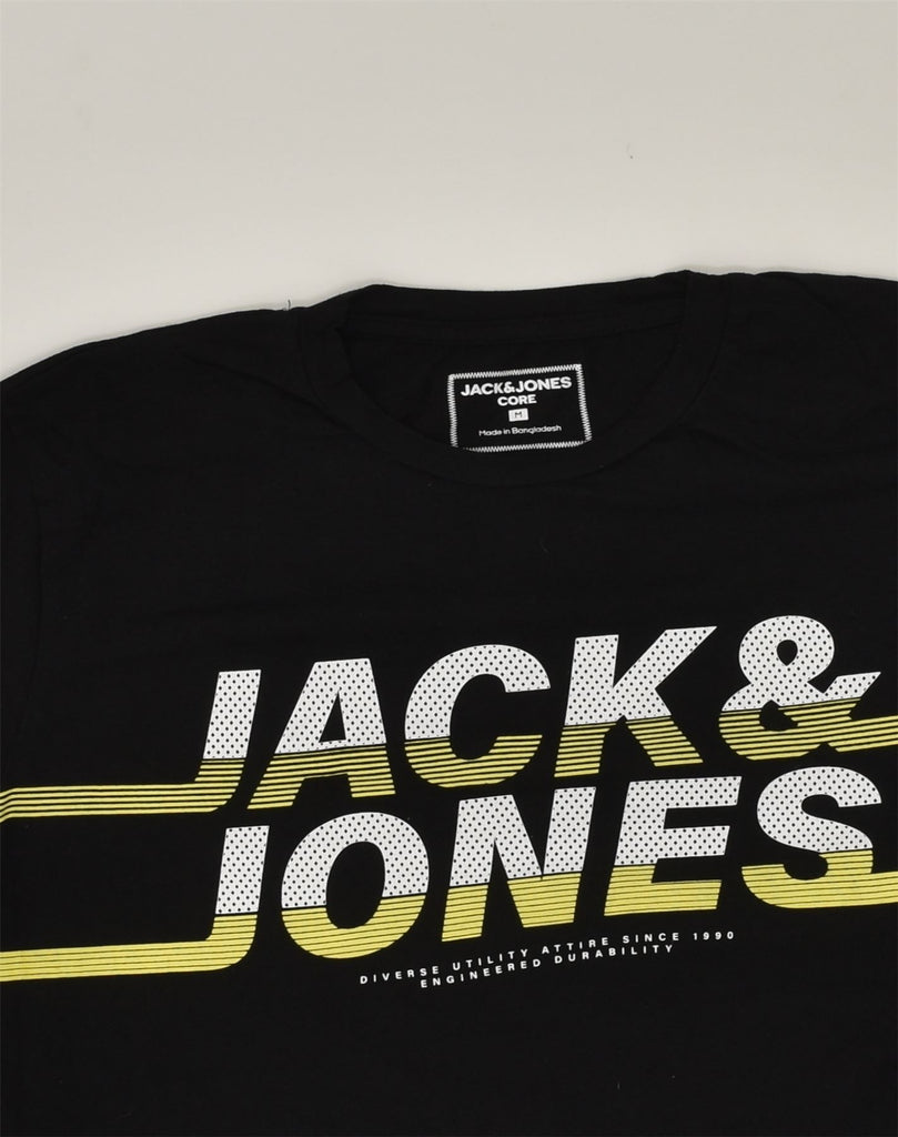 JACK & JONES Mens Core Graphic T-Shirt Top Medium Black Cotton | Vintage Jack & Jones | Thrift | Second-Hand Jack & Jones | Used Clothing | Messina Hembry 