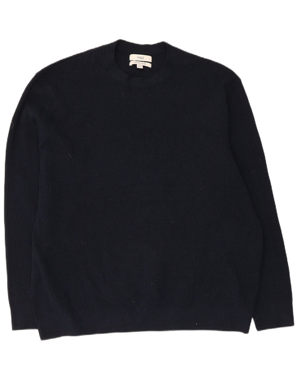 Marks & Spencer Mens Crew Neck Jumper Sweater 3XL Navy Blue Polyester